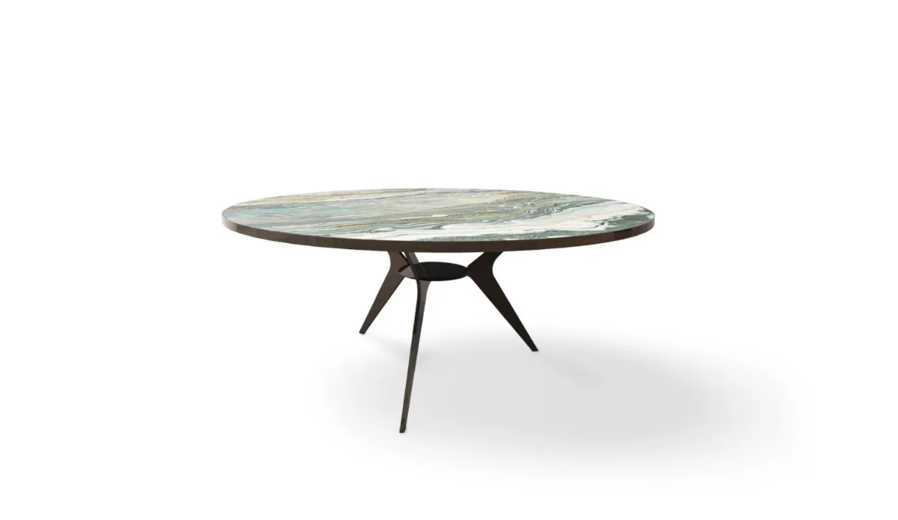 Table basse ronde Panama en grès avec base en métal de Egoitaliano.